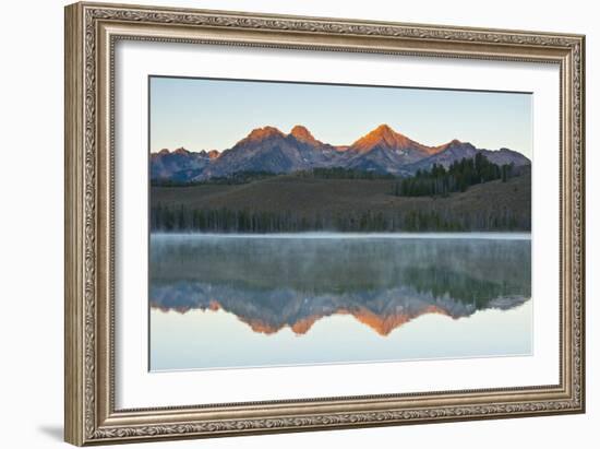 Sunrise at Sawtooth Mts, Little Redfish Lake, Stanley, Idaho-Michel Hersen-Framed Photographic Print