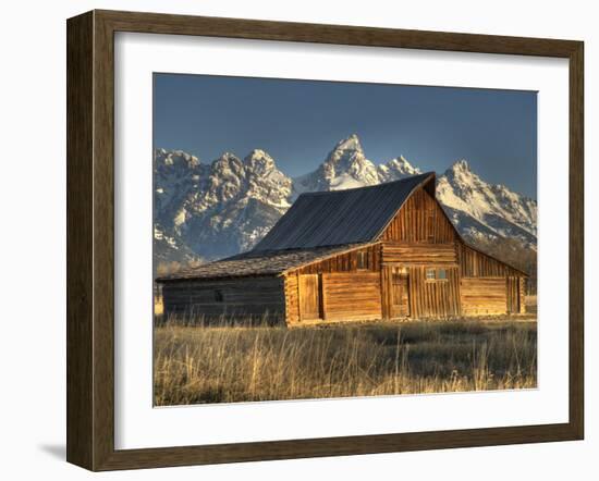 Sunrise at the Mormon Row Barn in Wyoming's Grand Teton National Park-Kyle Hammons-Framed Photographic Print