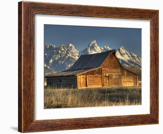 Sunrise at the Mormon Row Barn in Wyoming's Grand Teton National Park-Kyle Hammons-Framed Photographic Print