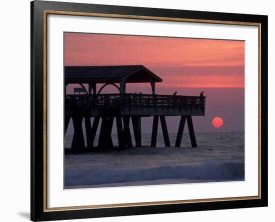 Sunrise at the Pier, Tybee Island, Georgia, USA-Joanne Wells-Framed Photographic Print