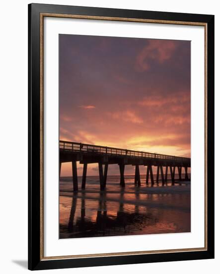 Sunrise at the Pier, Tybee Island, Georgia, USA-Joanne Wells-Framed Photographic Print