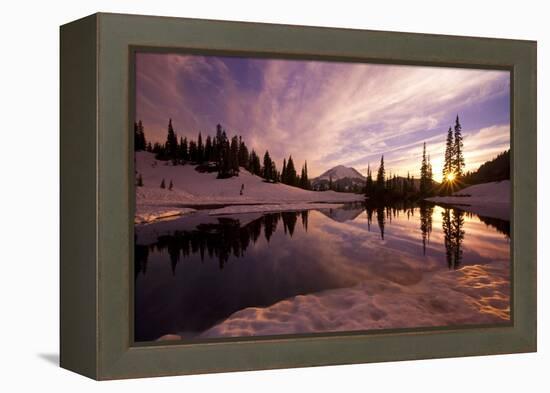 Sunrise at Tipsoo Lakes and Mount Rainier-Craig Tuttle-Framed Premier Image Canvas