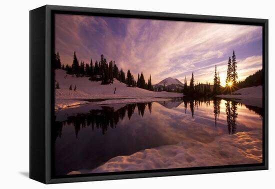 Sunrise at Tipsoo Lakes and Mount Rainier-Craig Tuttle-Framed Premier Image Canvas