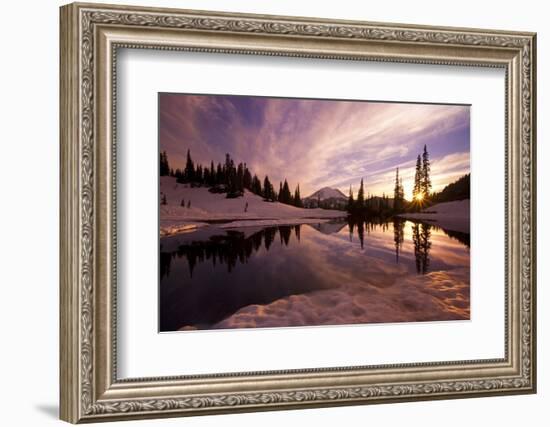 Sunrise at Tipsoo Lakes and Mount Rainier-Craig Tuttle-Framed Photographic Print