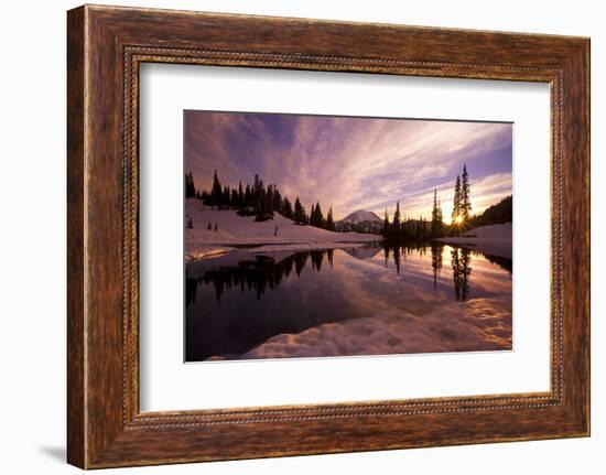 Sunrise at Tipsoo Lakes and Mount Rainier-Craig Tuttle-Framed Photographic Print