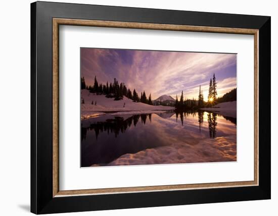 Sunrise at Tipsoo Lakes and Mount Rainier-Craig Tuttle-Framed Photographic Print