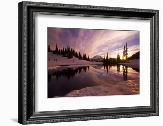 Sunrise at Tipsoo Lakes and Mount Rainier-Craig Tuttle-Framed Photographic Print