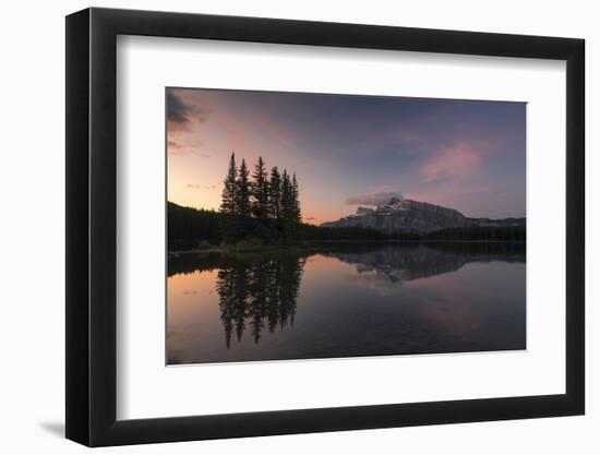 Sunrise at Two Jack Lake with Mount Rundle on the horizon, Banff National Park, Canada-Jon Reaves-Framed Photographic Print