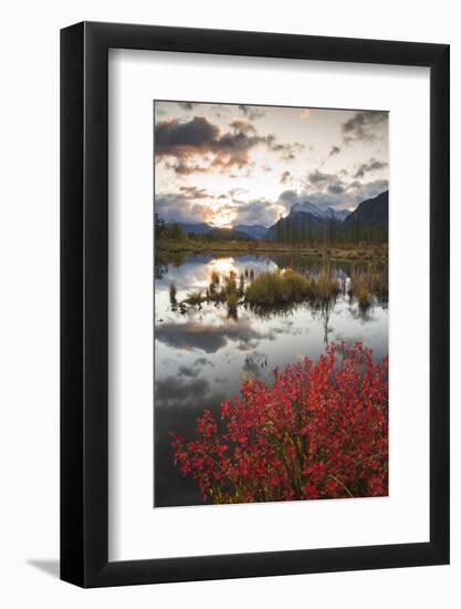 Sunrise at Vermillion Lakes with Mount Rundle in autumn, Banff National Park, Canada-Jon Reaves-Framed Photographic Print