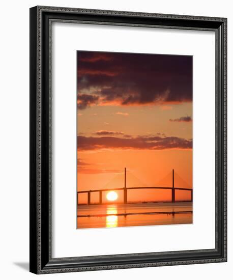 Sunrise Behind Sunshine Skyway Bridge, Florida, USA-Jerry & Marcy Monkman-Framed Photographic Print