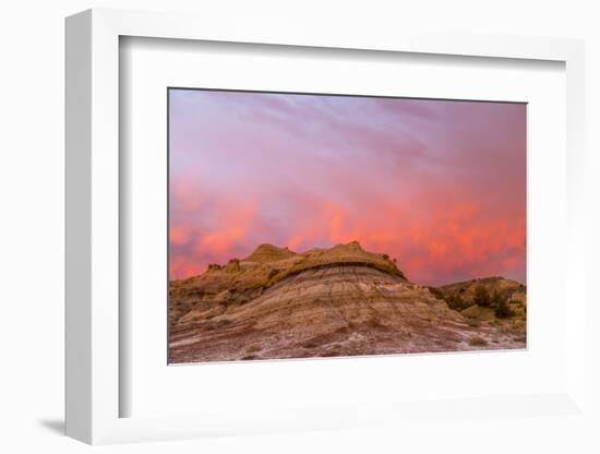 Sunrise Clouds over Badlands, Theodore Roosevelt National Park, North Dakota, USA-Chuck Haney-Framed Photographic Print