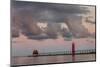 Sunrise Clouds over Lake Michigan and the Grand Haven Lighthouse in Grand Haven, Michigan, Usa-Chuck Haney-Mounted Photographic Print