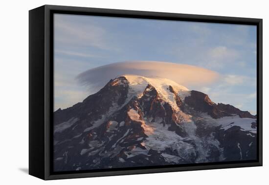 Sunrise Colors On Mt. Rainier National Park, WA-Justin Bailie-Framed Premier Image Canvas