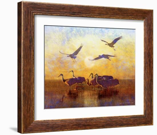 Sunrise Cranes-Chris Vest-Framed Art Print