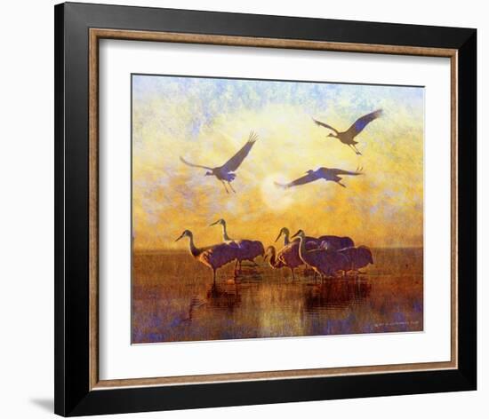 Sunrise Cranes-Chris Vest-Framed Art Print