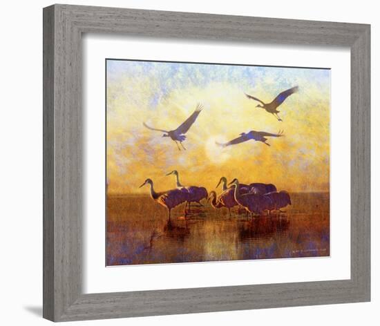 Sunrise Cranes-Chris Vest-Framed Art Print