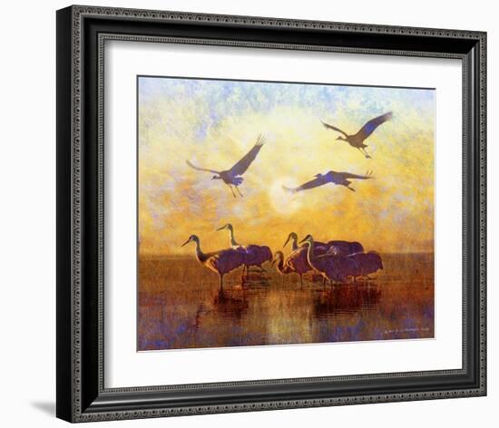 Sunrise Cranes-Chris Vest-Framed Art Print