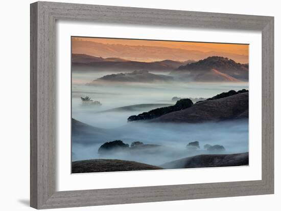 Sunrise Fog Through the Hills of Sonoma Valley, Petaluma California-Vincent James-Framed Photographic Print