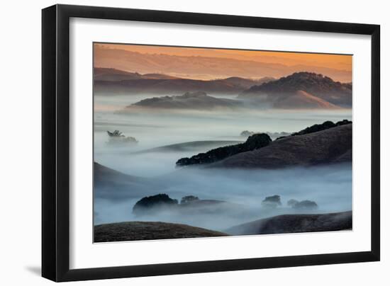 Sunrise Fog Through the Hills of Sonoma Valley, Petaluma California-Vincent James-Framed Photographic Print