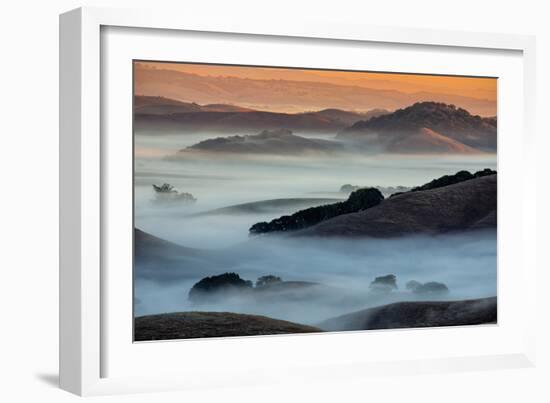 Sunrise Fog Through the Hills of Sonoma Valley, Petaluma California-Vincent James-Framed Photographic Print