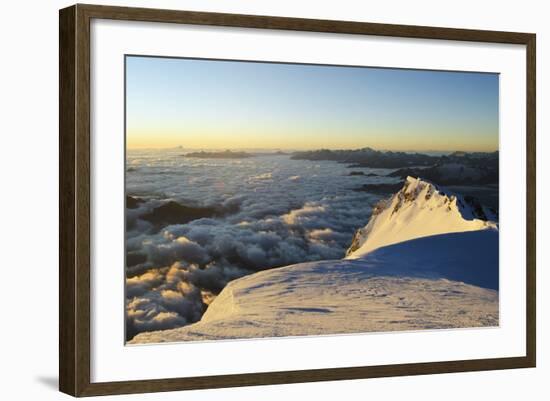 Sunrise from Summit of Mont Blanc, 4810M, Haute-Savoie, French Alps, France, Europe-Christian Kober-Framed Photographic Print