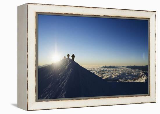 Sunrise from Summit of Mont Blanc, 4810M, Haute-Savoie, French Alps, France, Europe-Christian Kober-Framed Premier Image Canvas