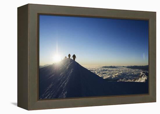 Sunrise from Summit of Mont Blanc, 4810M, Haute-Savoie, French Alps, France, Europe-Christian Kober-Framed Premier Image Canvas