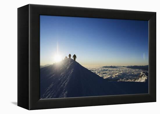 Sunrise from Summit of Mont Blanc, 4810M, Haute-Savoie, French Alps, France, Europe-Christian Kober-Framed Premier Image Canvas