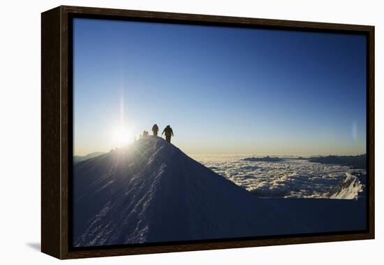 Sunrise from Summit of Mont Blanc, 4810M, Haute-Savoie, French Alps, France, Europe-Christian Kober-Framed Premier Image Canvas