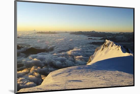 Sunrise from Summit of Mont Blanc, 4810M, Haute-Savoie, French Alps, France, Europe-Christian Kober-Mounted Photographic Print