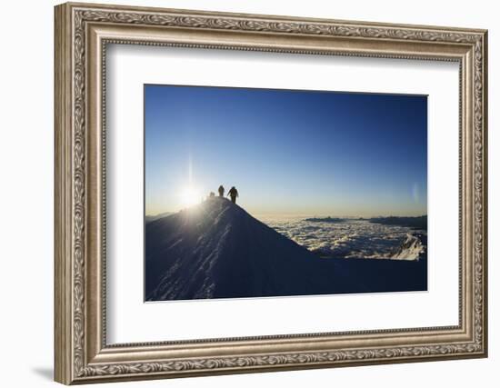 Sunrise from Summit of Mont Blanc, 4810M, Haute-Savoie, French Alps, France, Europe-Christian Kober-Framed Photographic Print