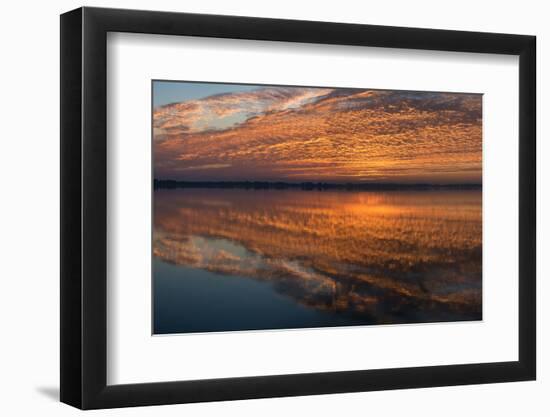 Sunrise Highlighting the Clouds Causing Dramatic Sky and Reflections-Sheila Haddad-Framed Photographic Print