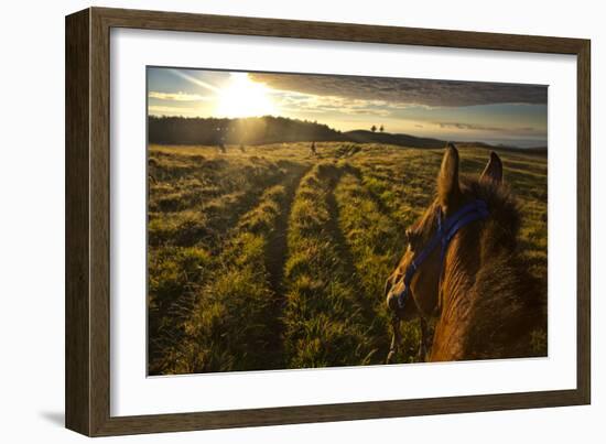 Sunrise Horseback Riding On Easter Island, Chile-Karine Aigner-Framed Photographic Print