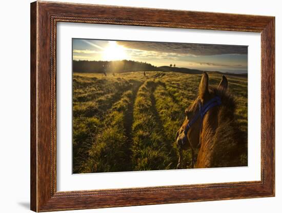 Sunrise Horseback Riding On Easter Island, Chile-Karine Aigner-Framed Photographic Print