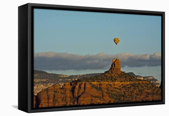 Sunrise, Hot Air Balloon, Chimney Rock, Coconino NF, Sedona, Arizona-Michel Hersen-Framed Premier Image Canvas