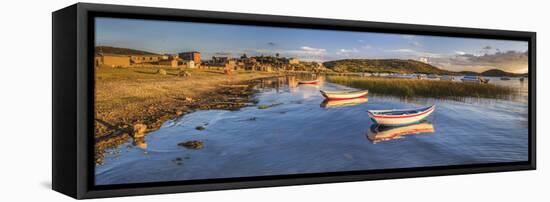 Sunrise in the Harbour at Challapampa Village, Lake Titicaca, Bolivia-Matthew Williams-Ellis-Framed Premier Image Canvas