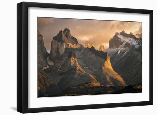 Sunrise In Torres Del Paine After A Light Dusting Of Snow On The Peakes Of The Cuernos-Joe Azure-Framed Photographic Print