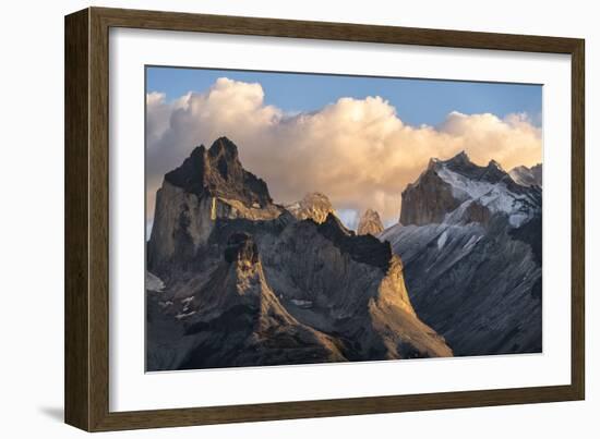 Sunrise In Torres Del Paine After A Light Dusting Of Snow On The Peakes Of The Cuernos-Joe Azure-Framed Photographic Print