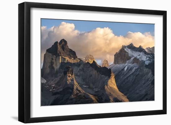 Sunrise In Torres Del Paine After A Light Dusting Of Snow On The Peakes Of The Cuernos-Joe Azure-Framed Photographic Print