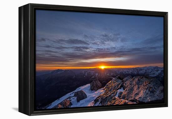 Sunrise in Watzmann with Dachstein Mountain and Steinernes Meer-Stefan Sassenrath-Framed Premier Image Canvas