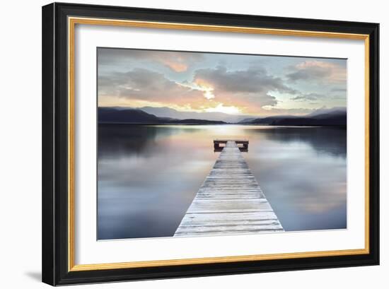 Sunrise Lake Dock 2, 2024-Alex Hanson-Framed Art Print
