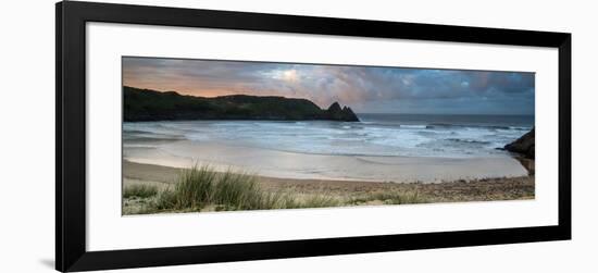 Sunrise Landscape Panorama Three Cliffs Bay in Wales with Dramatic Sky-Veneratio-Framed Photographic Print