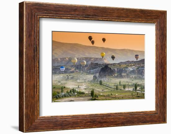 Sunrise Landscape with Hot Air Balloons, Goreme, Cappadocia, Turkey-Stefano Politi Markovina-Framed Photographic Print