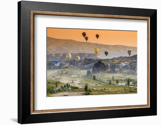 Sunrise Landscape with Hot Air Balloons, Goreme, Cappadocia, Turkey-Stefano Politi Markovina-Framed Photographic Print