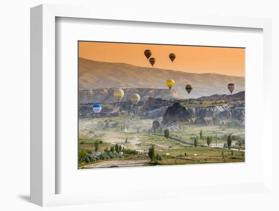 Sunrise Landscape with Hot Air Balloons, Goreme, Cappadocia, Turkey-Stefano Politi Markovina-Framed Photographic Print