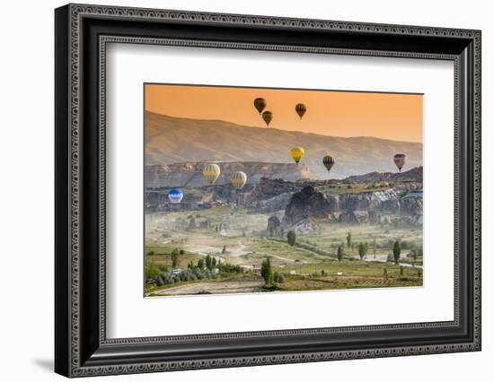 Sunrise Landscape with Hot Air Balloons, Goreme, Cappadocia, Turkey-Stefano Politi Markovina-Framed Photographic Print