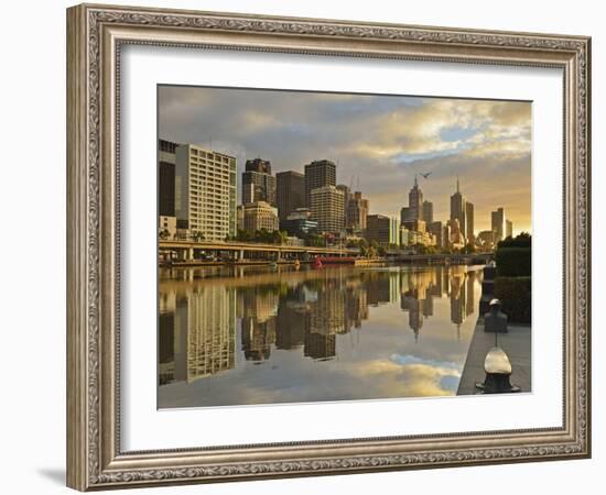 Sunrise, Melbourne Central Business District (Cbd) and Yarra River, Melbourne, Victoria, Australia-Jochen Schlenker-Framed Photographic Print