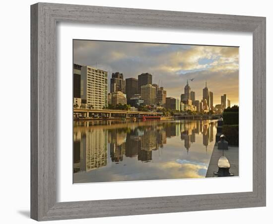 Sunrise, Melbourne Central Business District (Cbd) and Yarra River, Melbourne, Victoria, Australia-Jochen Schlenker-Framed Photographic Print