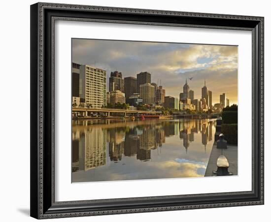 Sunrise, Melbourne Central Business District (Cbd) and Yarra River, Melbourne, Victoria, Australia-Jochen Schlenker-Framed Photographic Print