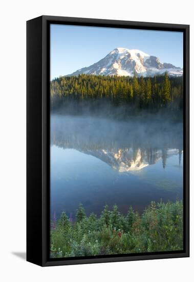 Sunrise, Mount Rainier, Reflection Lake, Mount Rainier NP, Washington-Michel Hersen-Framed Premier Image Canvas